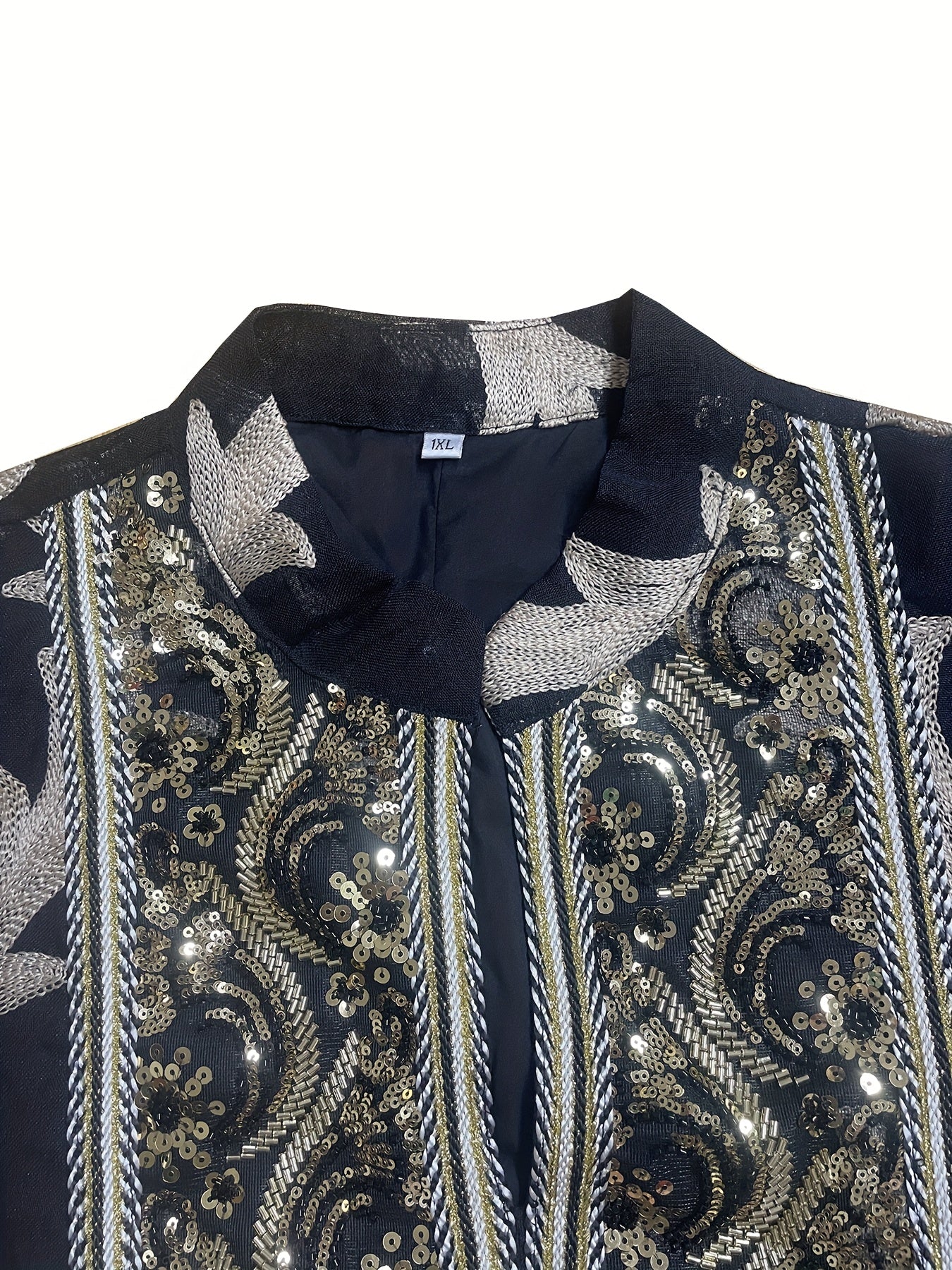 Plus Size - Elegant Embroidered Black Long Robe | Loose Comfortable Regular Fit