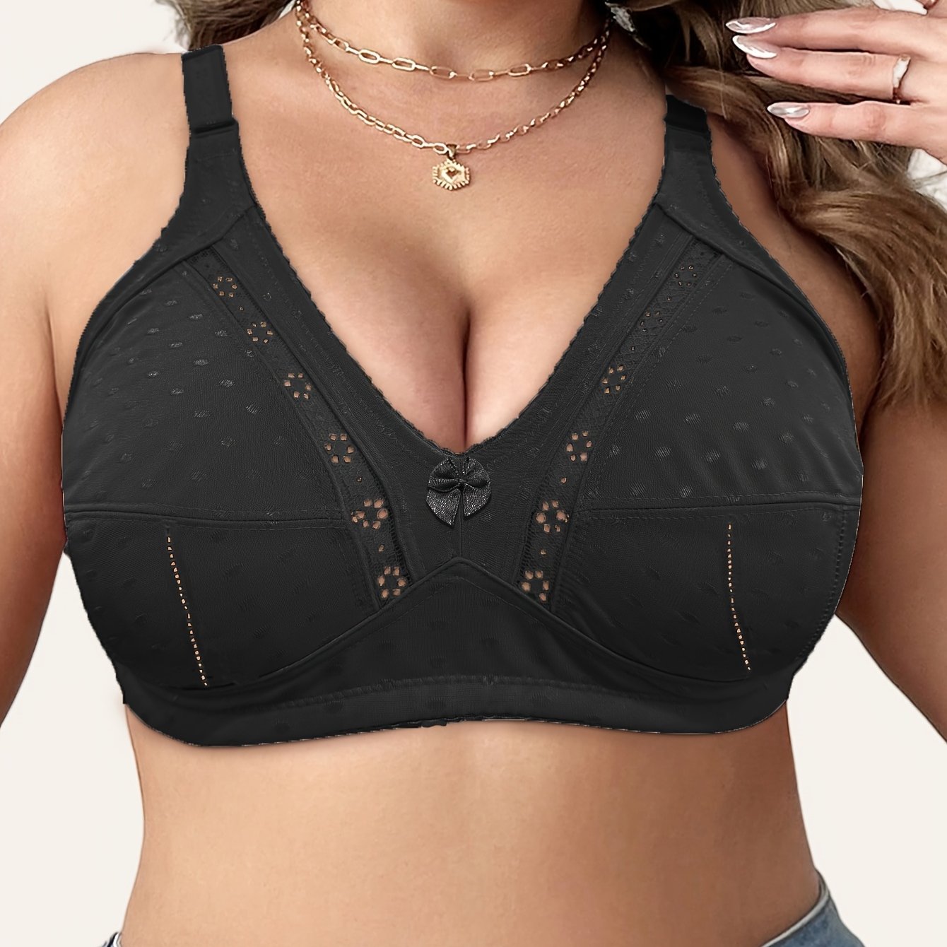 Women's Plus Size Wireless Bra with Bowknot