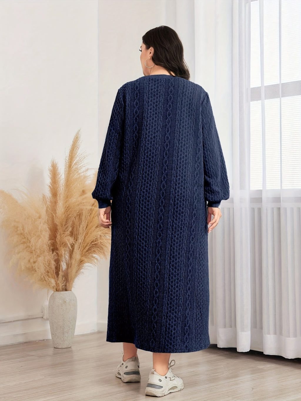 Women's Plus Size Textured Sweatshirt Dress