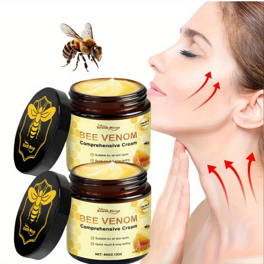 2pcs Bee Venom Facial and Neck Tightens Cream, Tightens, Smoothes,Softens Light Beige, the appearance of fine lines, wrinkles, crow's feet,
