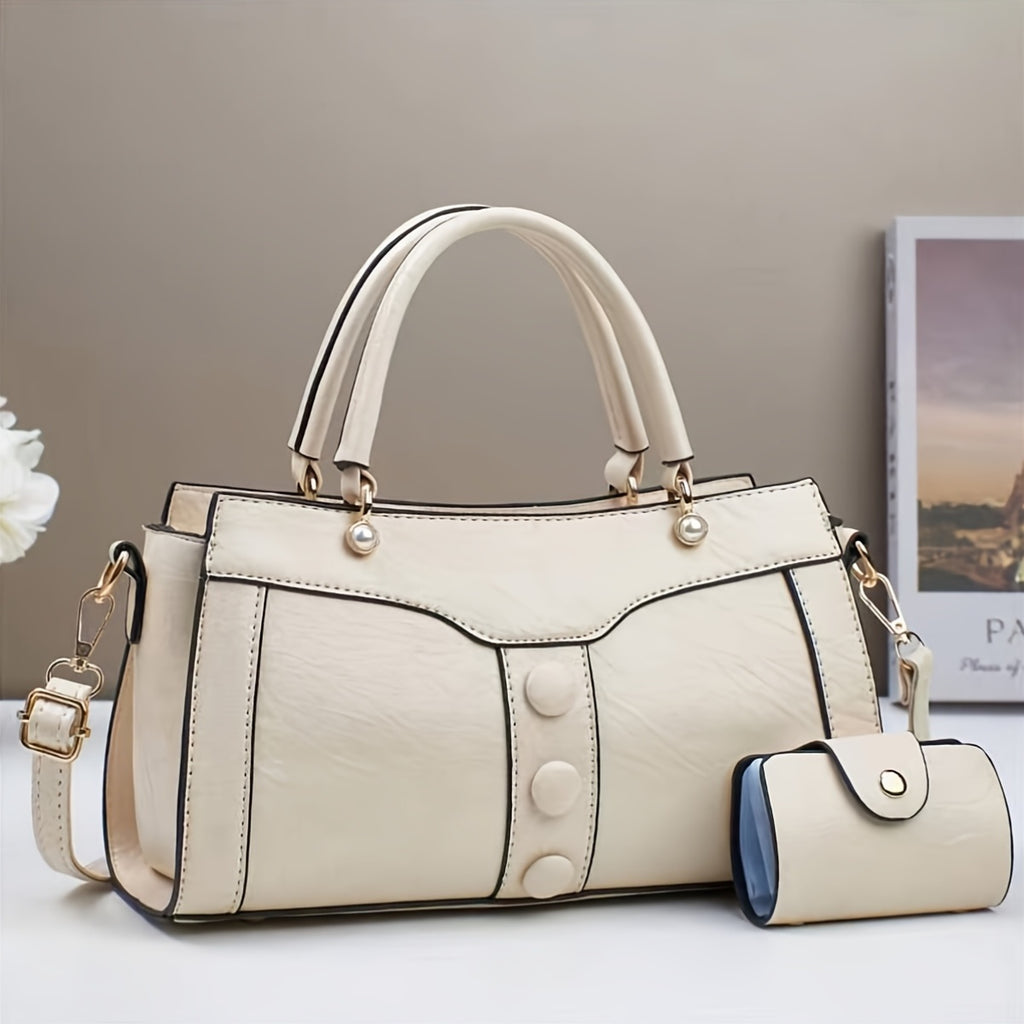 Women's Elegant Beige Synthetic Crossbody Bag with Golden-Tone