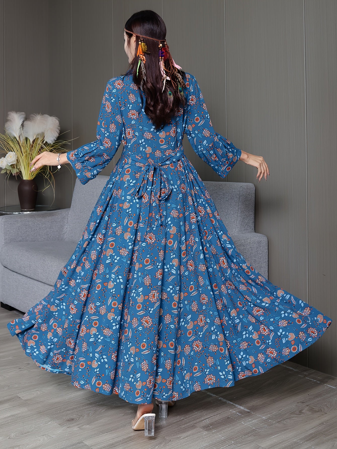 Embroidery Dress Ethnic Style Long Skirt Retro Vintage Casual Maxi Dress