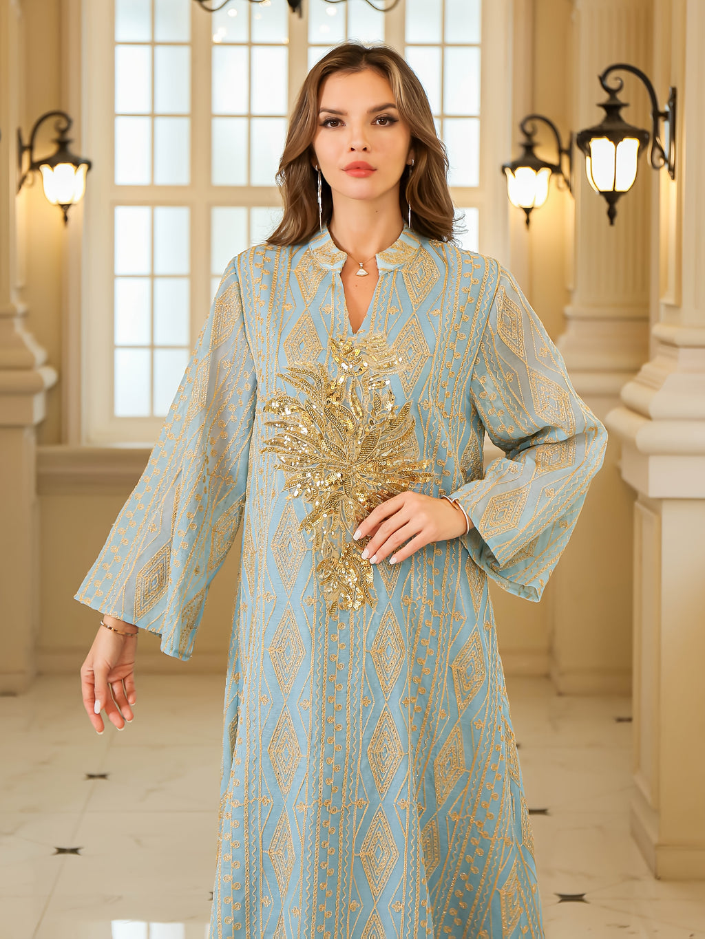 Women's Elegant Long Sleeve Abaya Robe