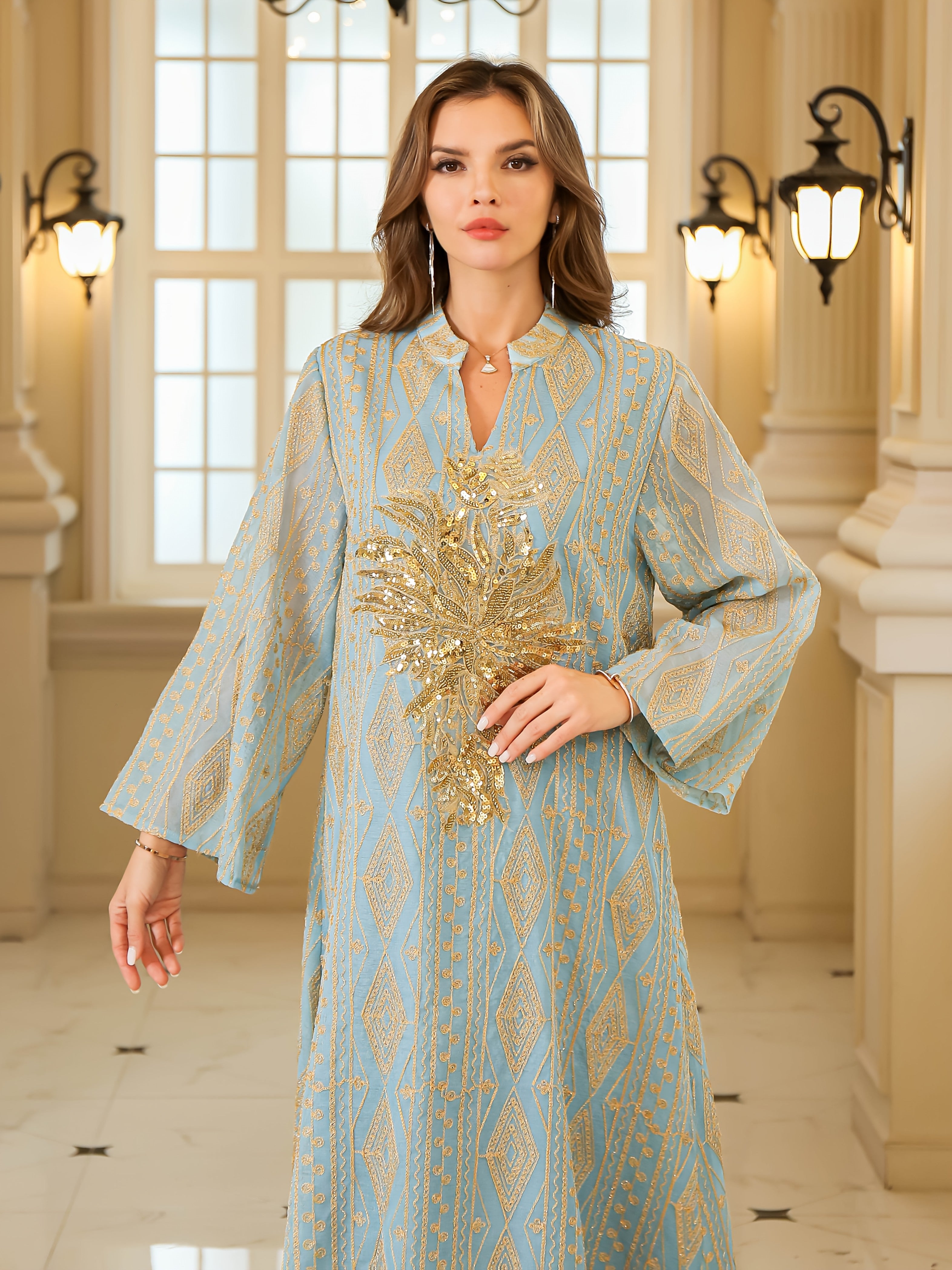 Women's Elegant Long Sleeve Abaya Robe