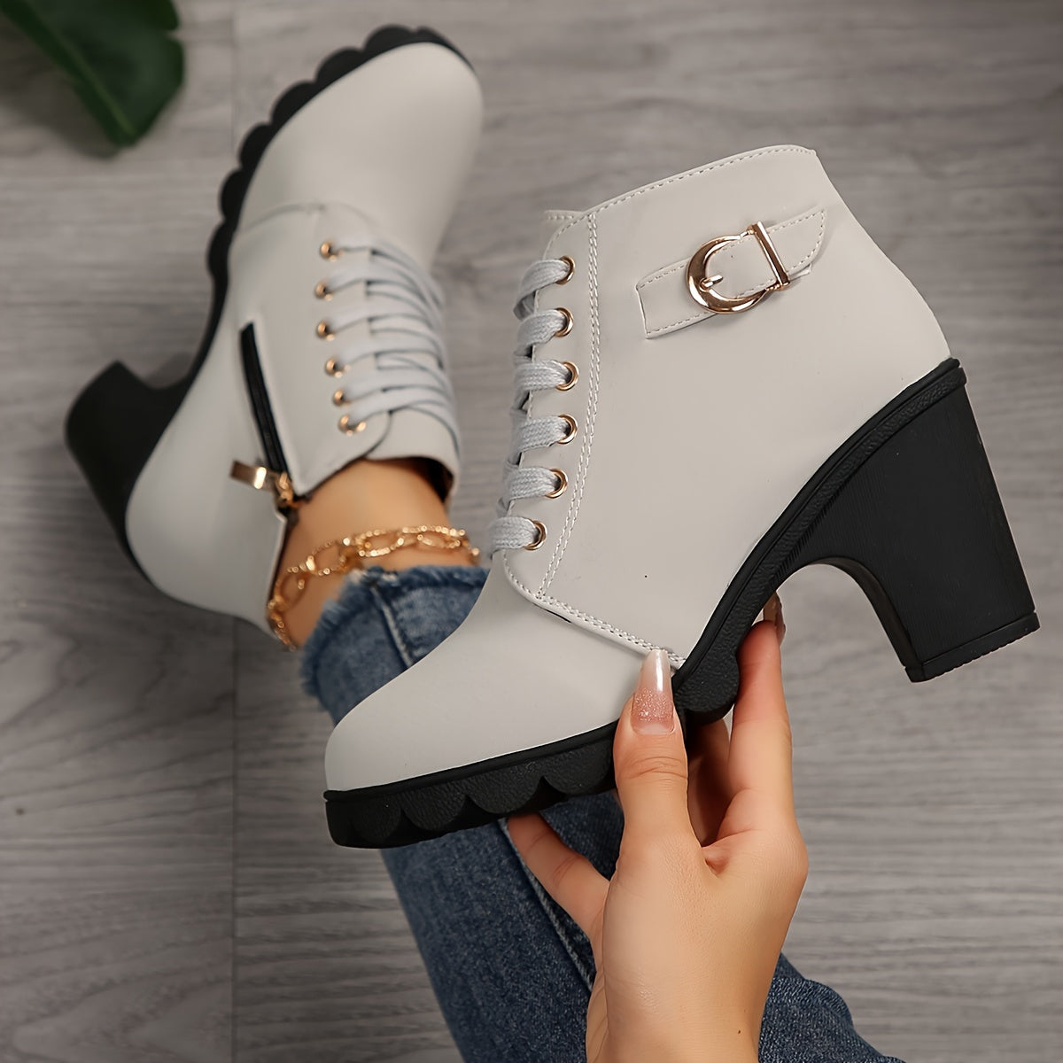 Trendy Women's Chunky Heel Ankle Boots