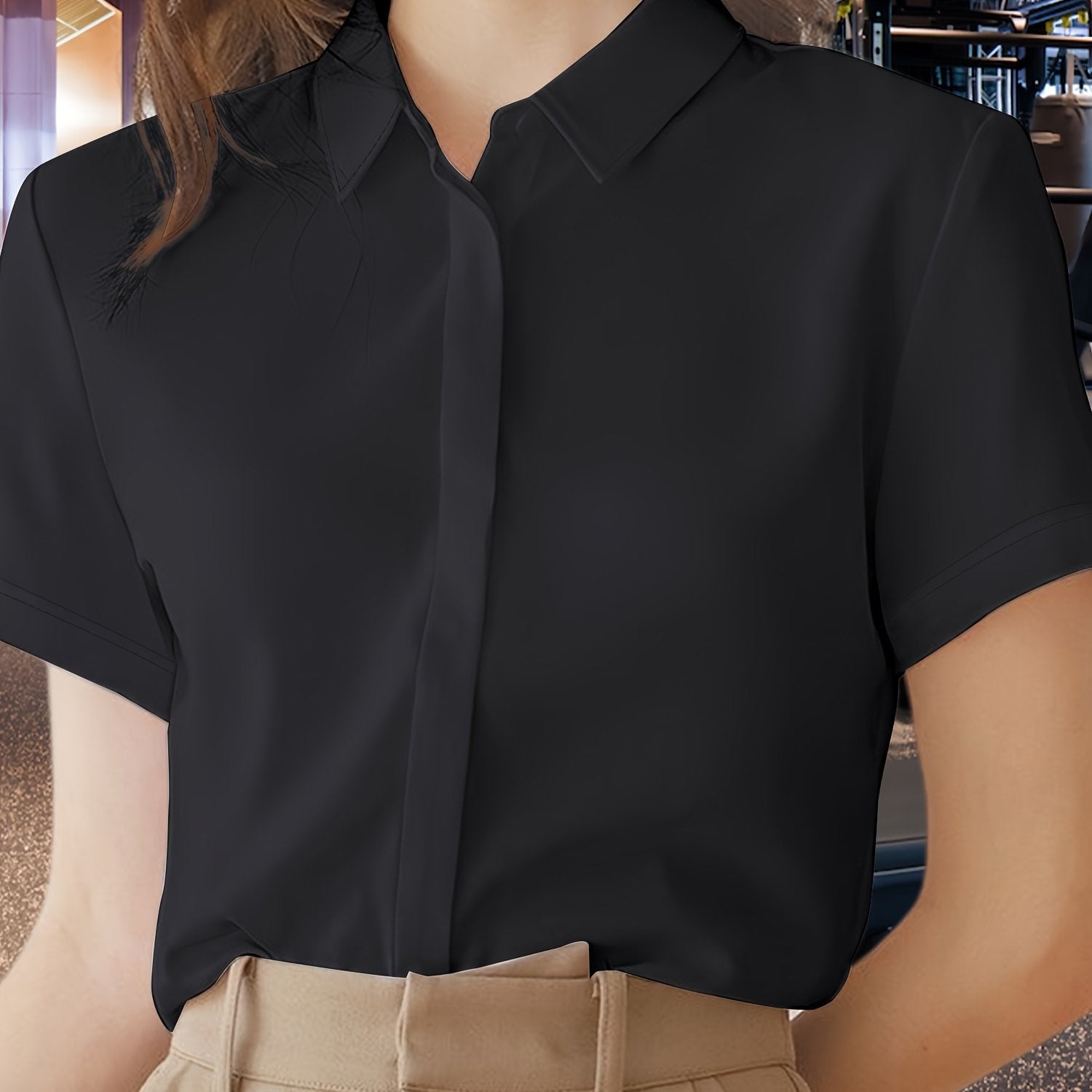 Women's Classic Short Sleeve Shirt, Versatile Design