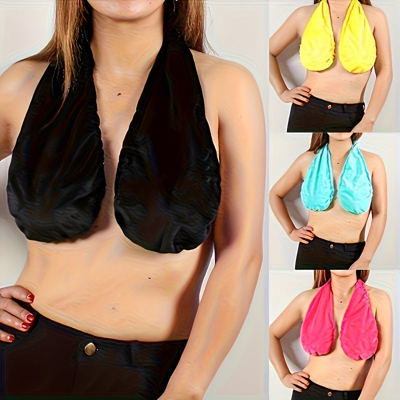 1pc Soft Microfiber Backless Towel Bra | Dual-Sided Fluffy Design for Beach
