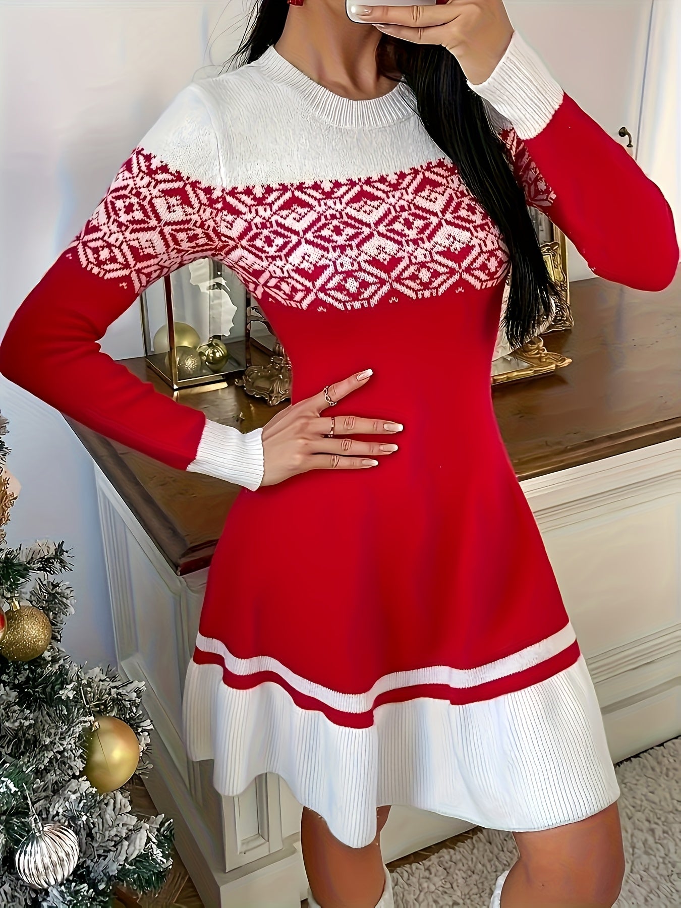Women's Dress, Elegant Long Sleeve Maxi Dress Christmas New Year Party