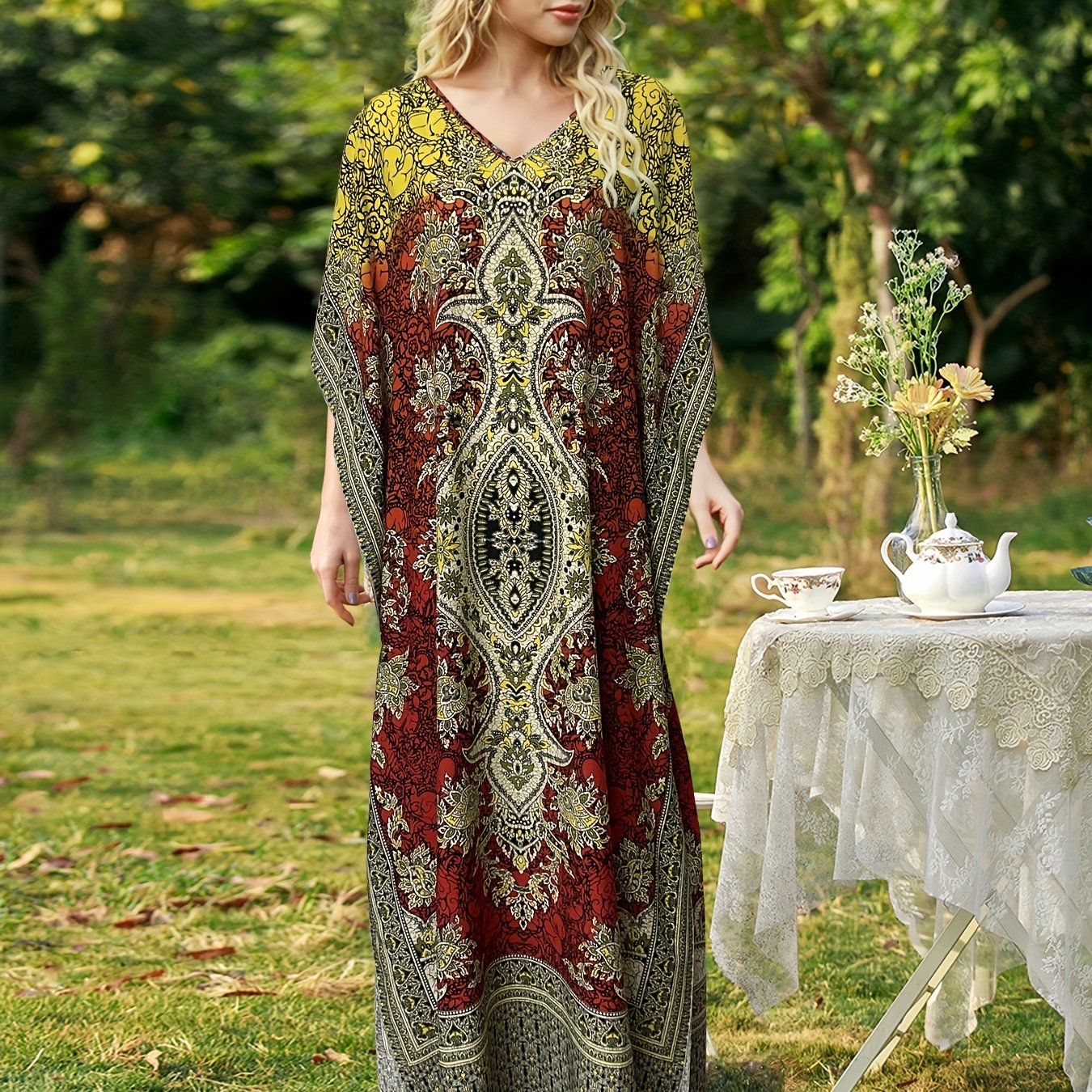 Plus Size Women's Bohemian Vacation Dress
