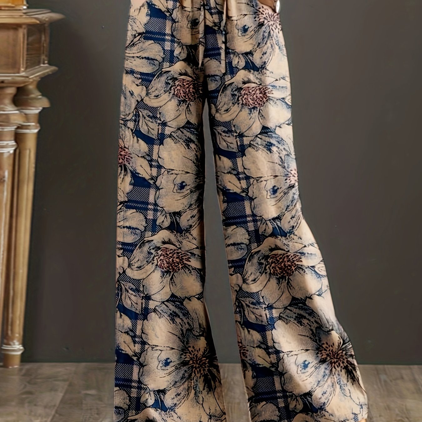 Women's Floral Print Cotton Wide Leg Pants