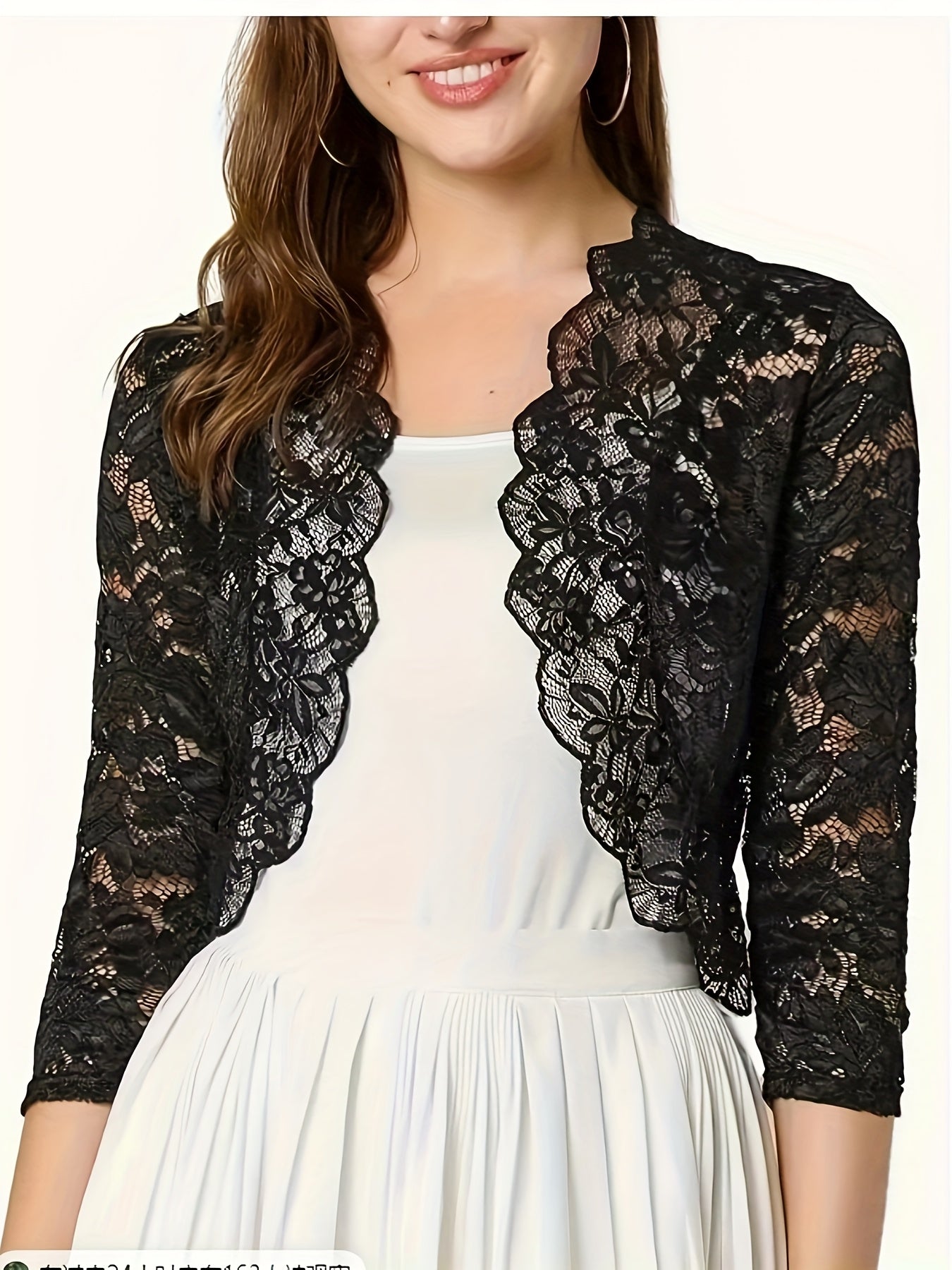 Women's Short Collarless Three-Quarter Length Sleeve