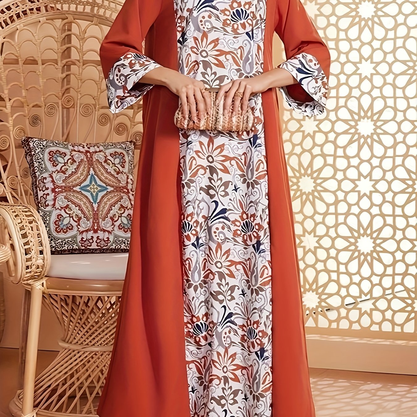 Middle East European and American Spring Summer Floral Print Dress