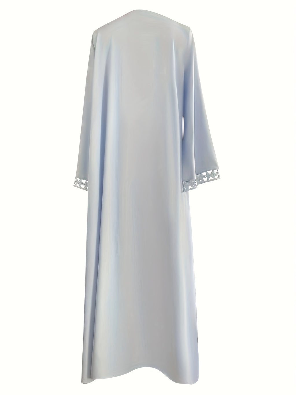 Elegant Open Long Robe Set with Lace Trim, Sleeveless Underwear Skirt and Chiffon Headscarf