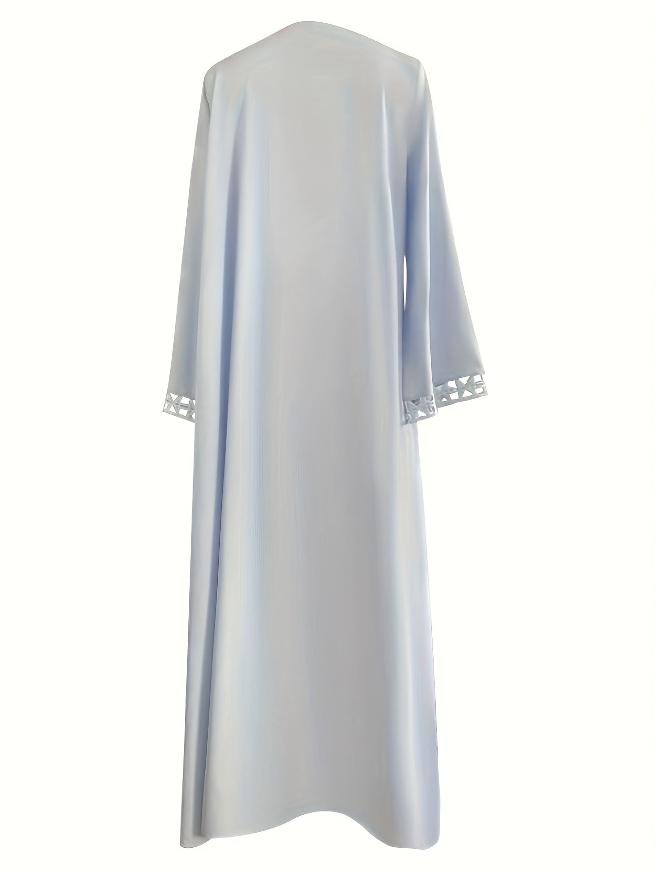 Elegant Open Long Robe Set with Lace Trim, Sleeveless Underwear Skirt and Chiffon Headscarf