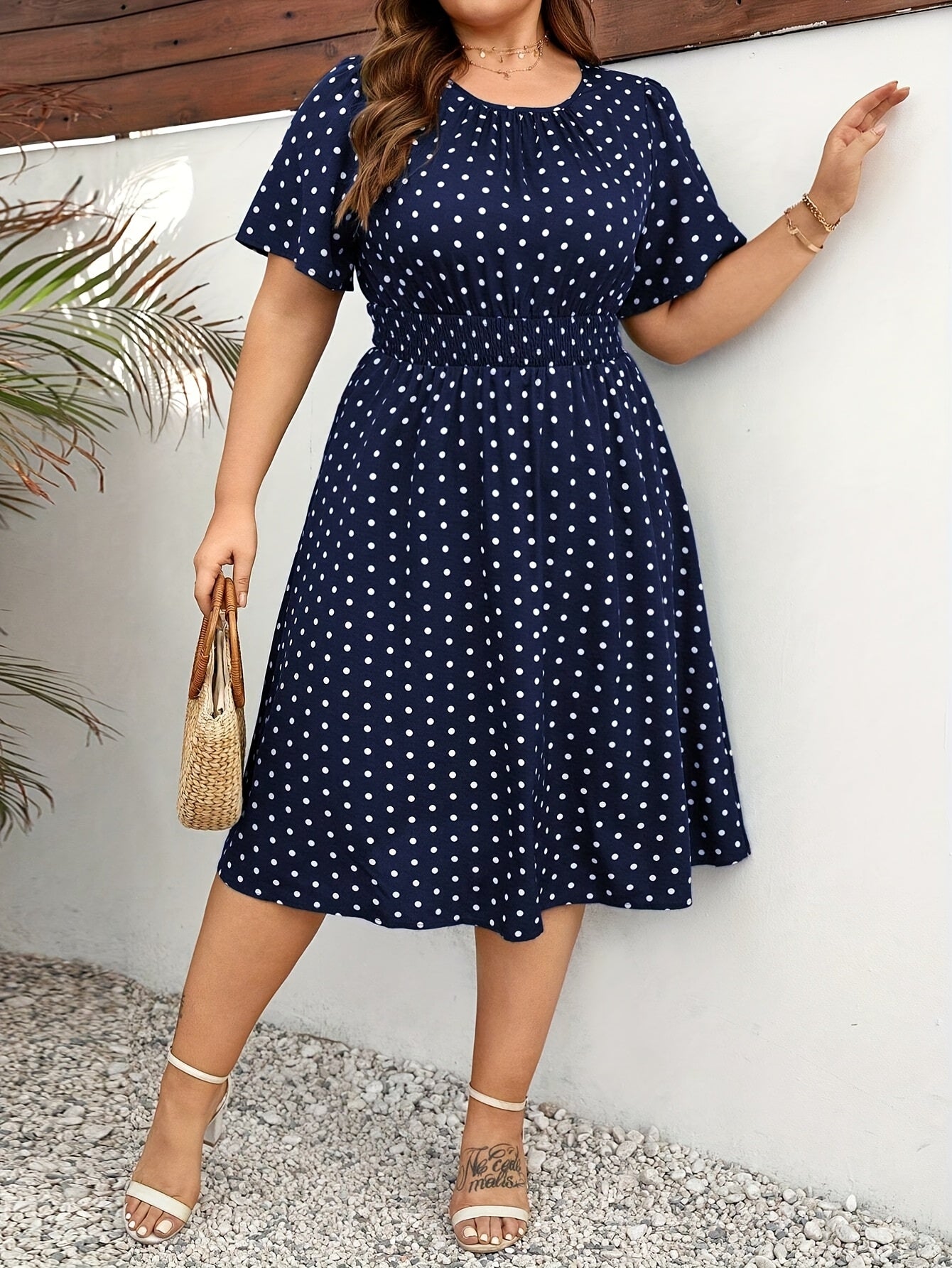 Elegant Women's Plus Size Dot Print Summer Dress