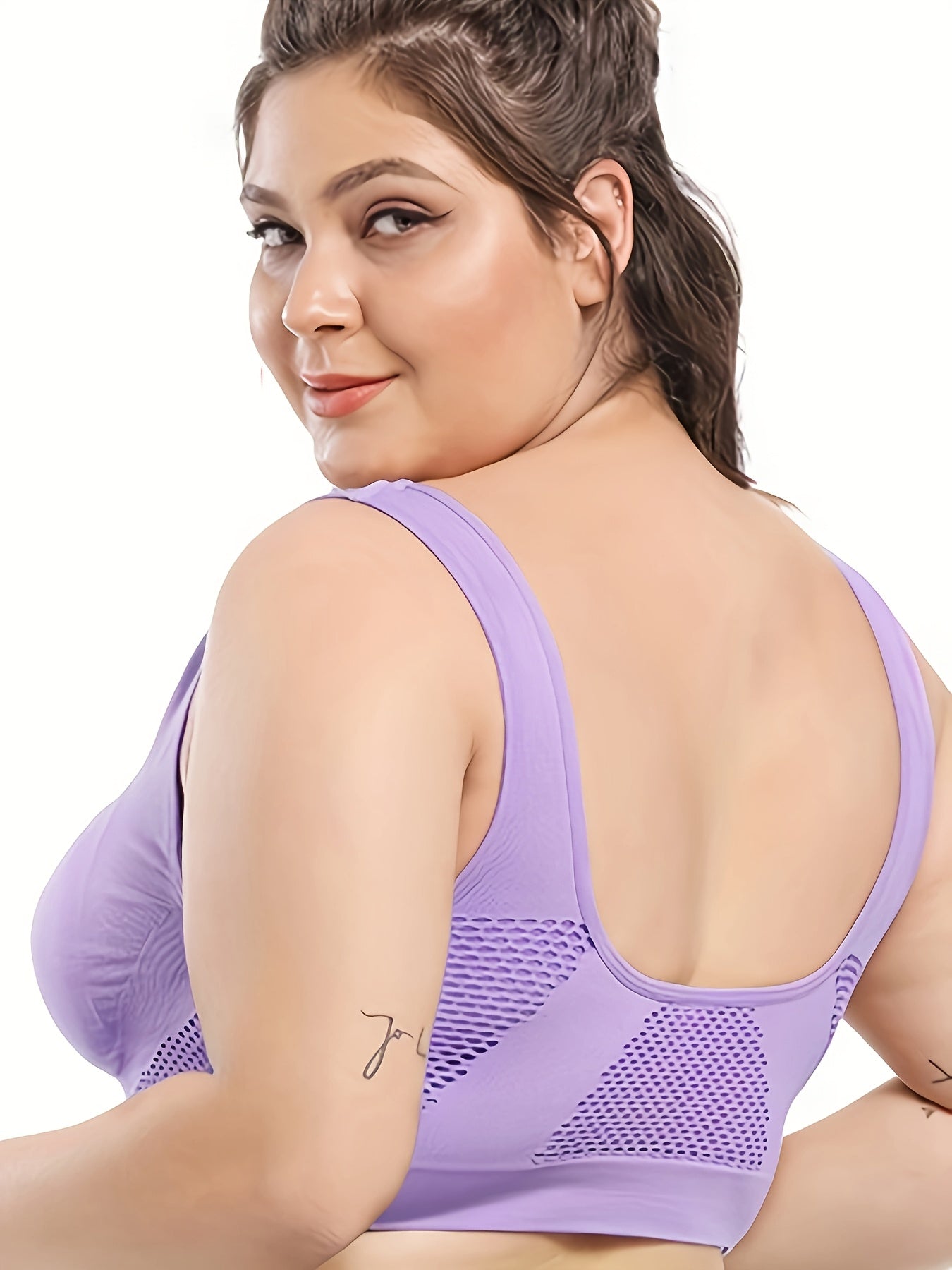 1pc, Esselegance, Sports Bra, Vest, No Rims, with Chest Pads, Mesh, Breathable, High Elasticity, Yoga, Running