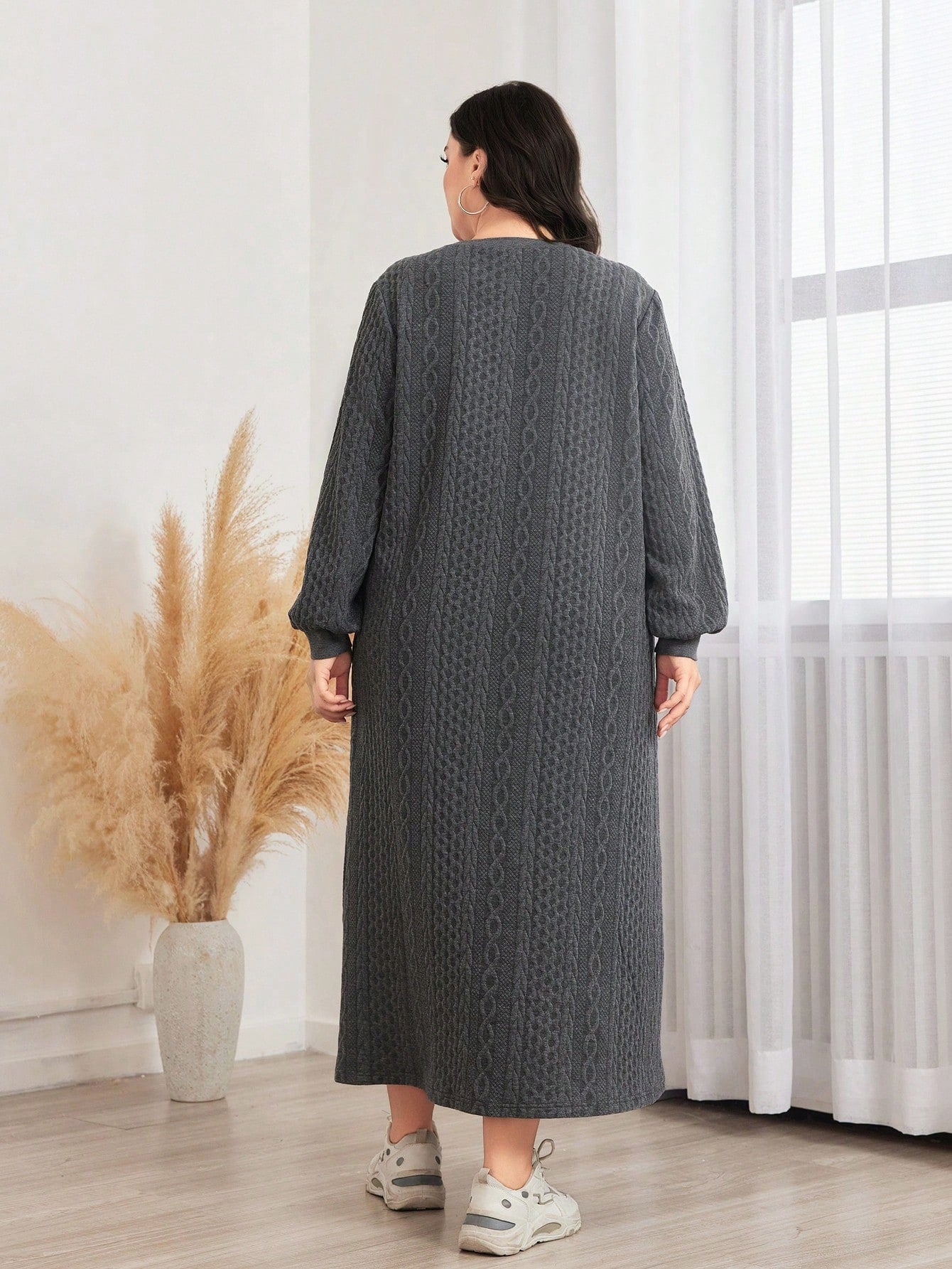 Women's Plus Size Textured Sweatshirt Dress