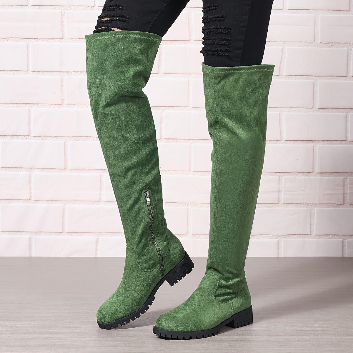 Stylish Women's Long Over the Knee Boots - Chunky Heel