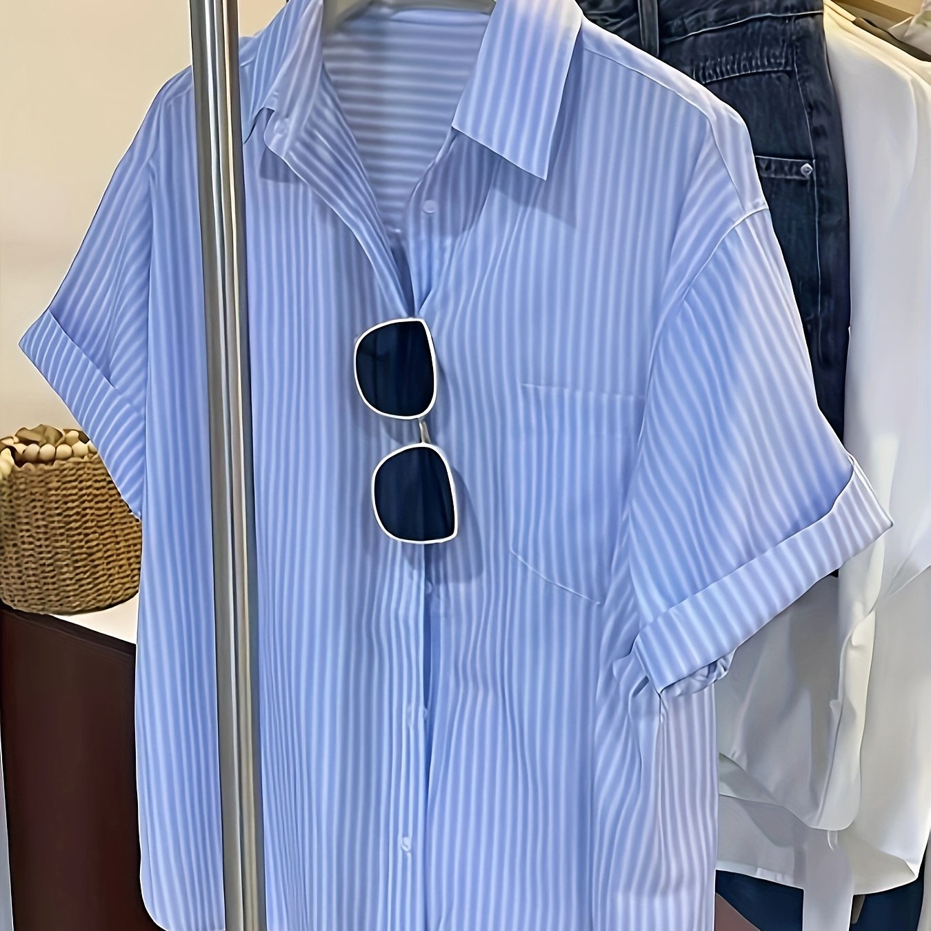 Women's Short Sleeve Shirt - Classic Collar Summer Top, Machine Washable Non-Stretch