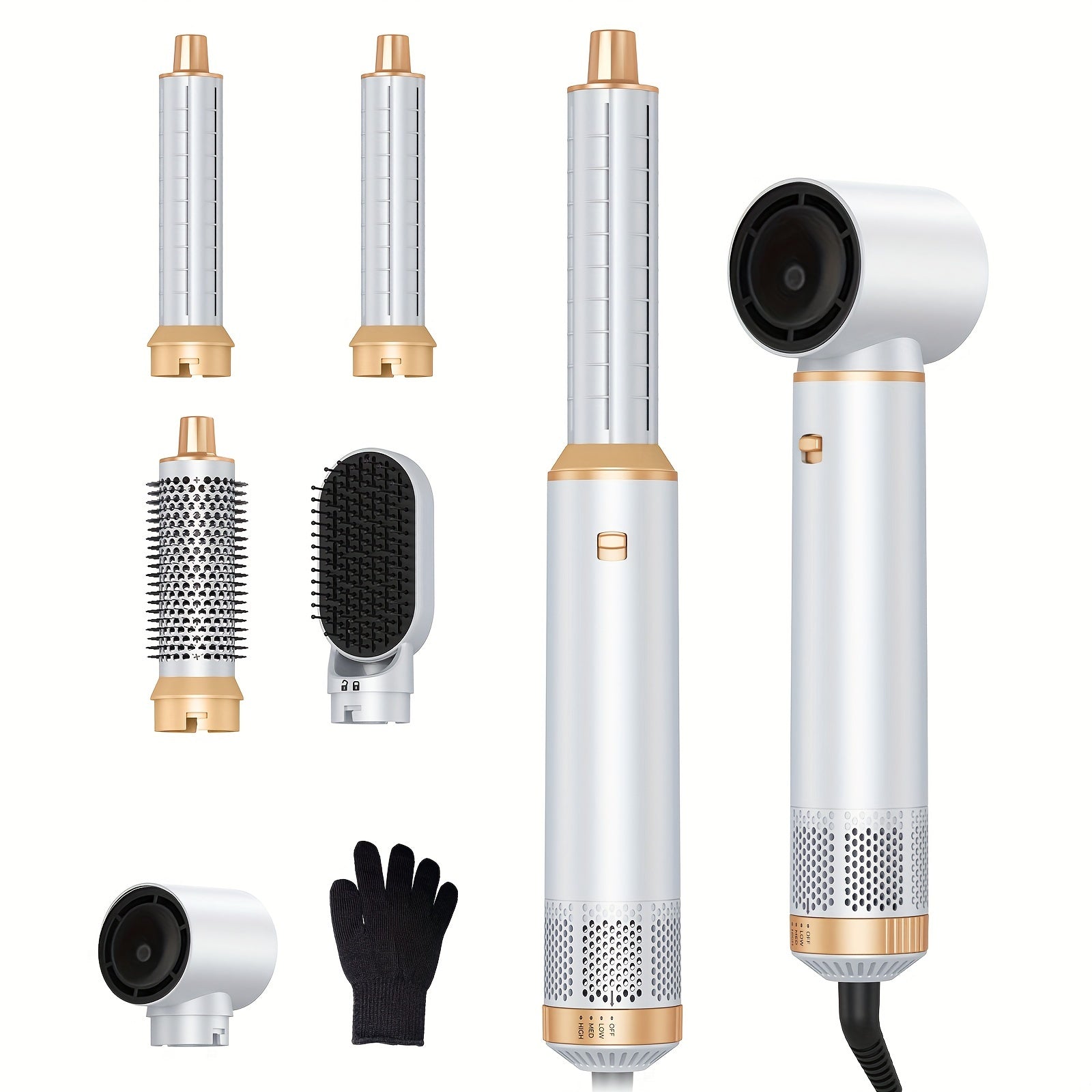 5in 1 Hot Air Brush Hair Styler Detachable Straightener Comb Curler