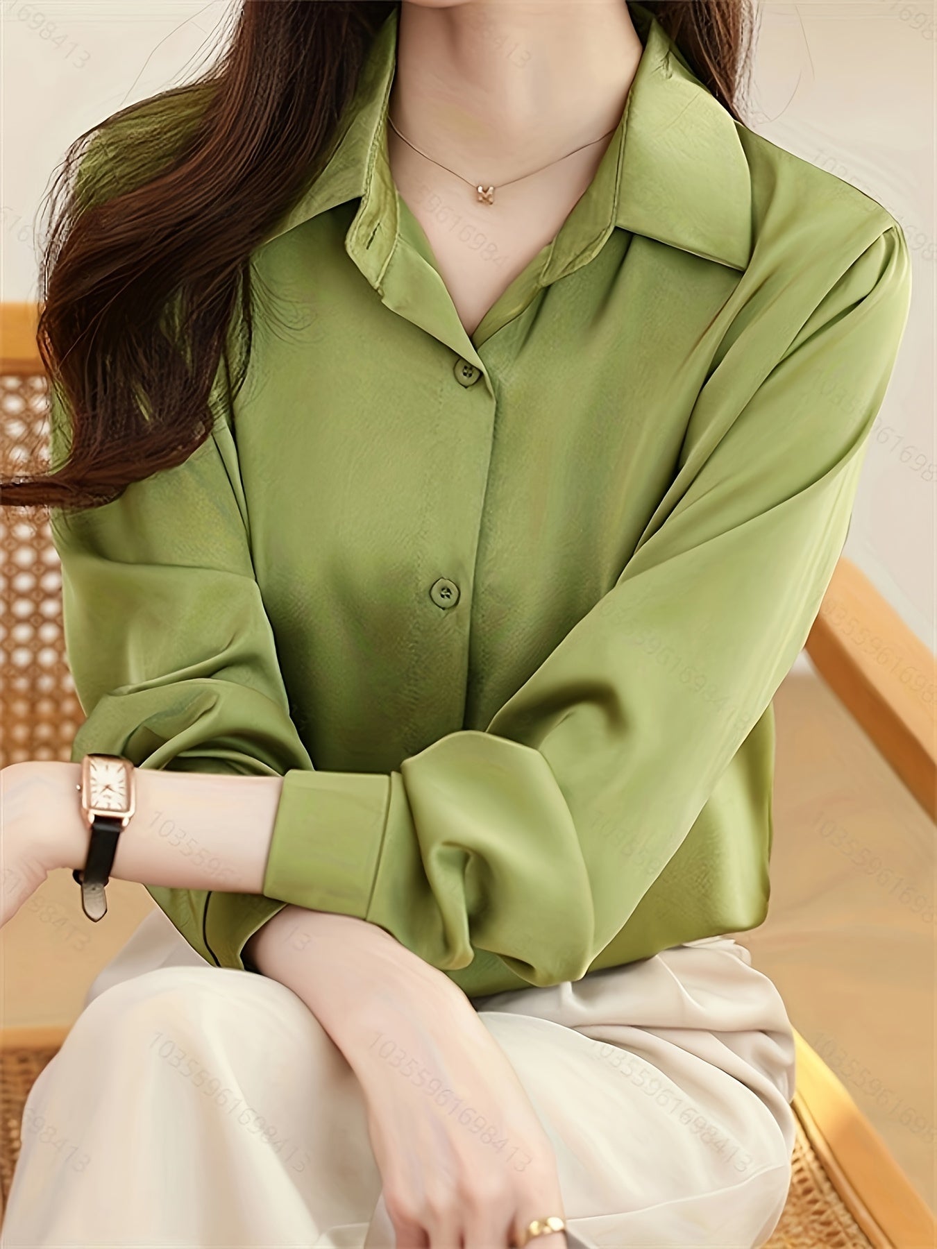 Luxury Feel Wrinkle-Resistant Satin Shirt for Women
