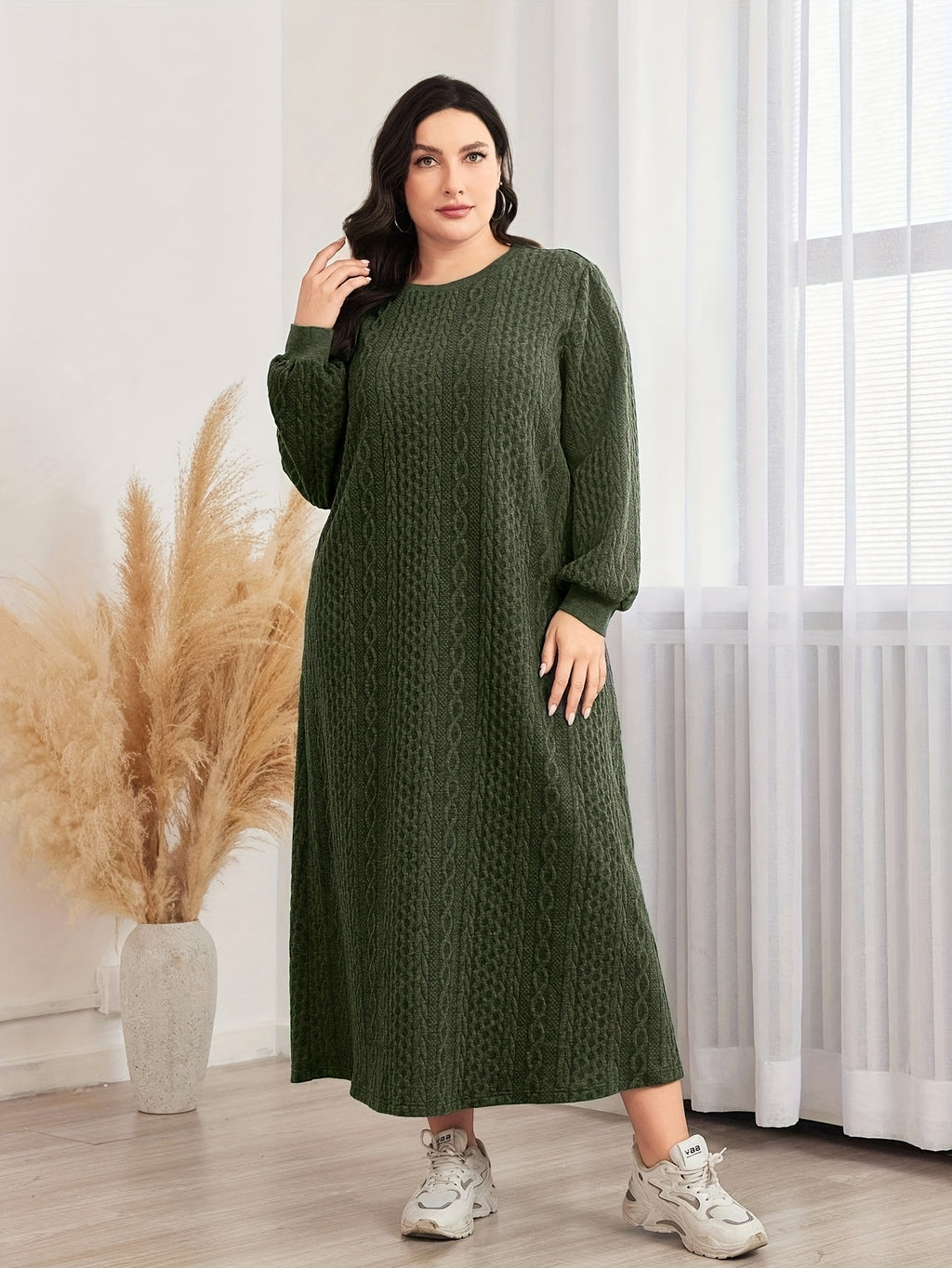 Women's Plus Size Textured Sweatshirt Dress
