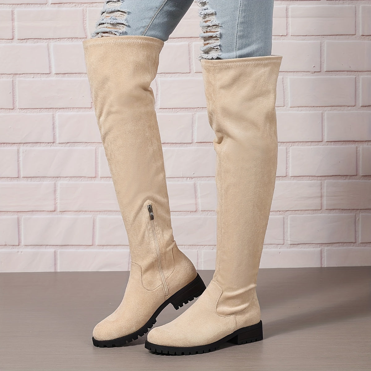 Stylish Women's Long Over the Knee Boots - Chunky Heel
