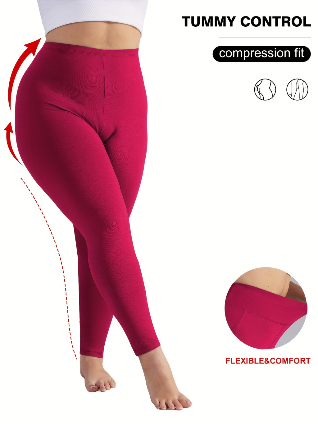 Stretchy High-Waist Plus Size Women's Cropped Leggings