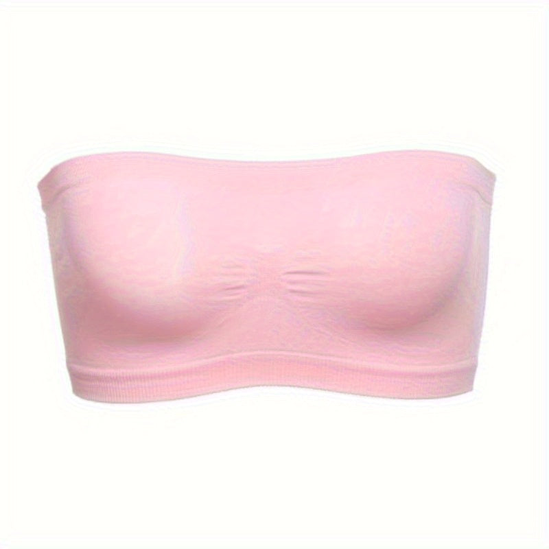 Semi-Sheer Polyester Comfortable & Soft Stretch Strapless Bandeau Bra