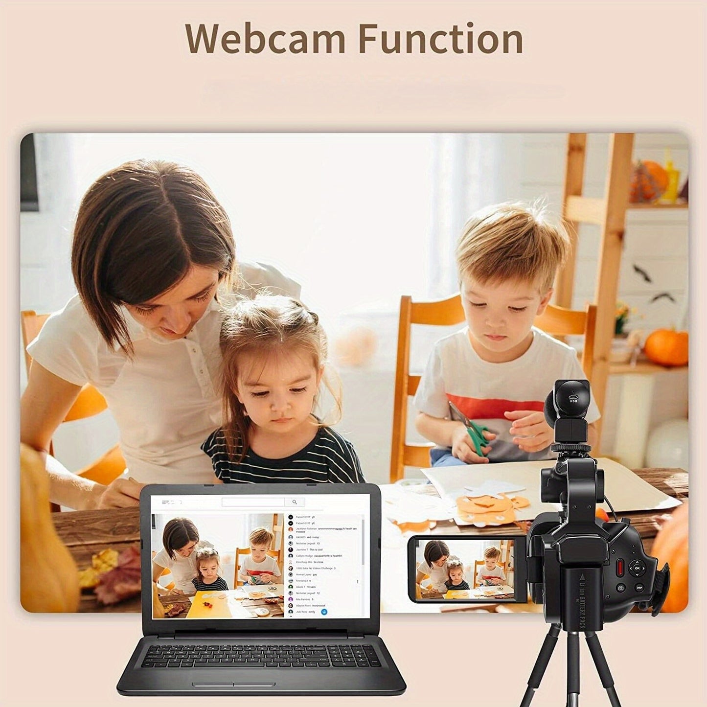 4K Ultra HD Vlogging Camera with 64MP, 60FPS, Auto Focus, 10.16cm Touch Screen
