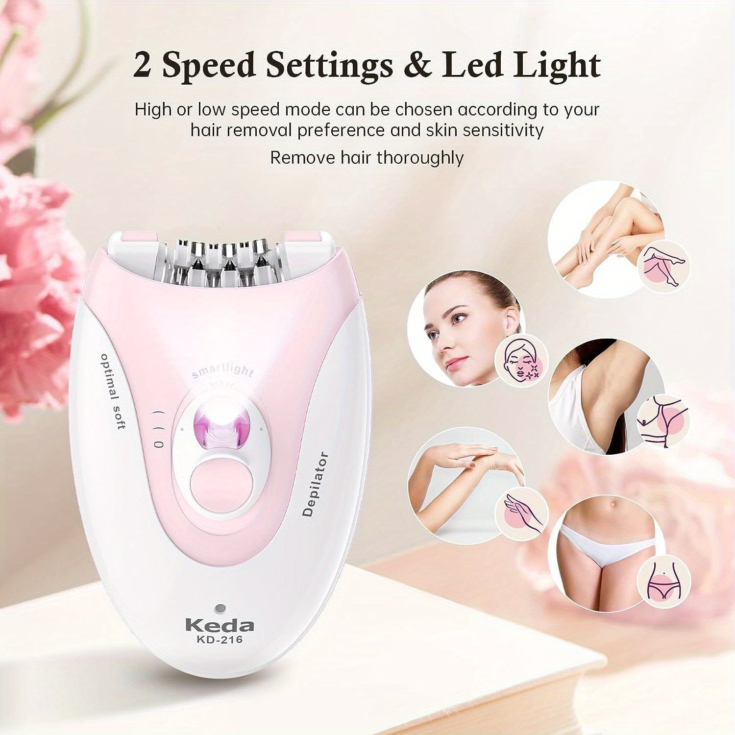 USB Electric Hair Remover with 2-Speed Adjustment & LED Lighting