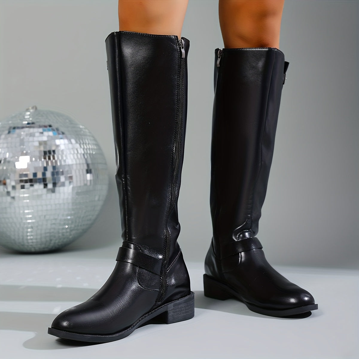 Women's Western Cowboy Boots - Pointed Toe High-Heel Round Toe Ankle Boots with Zipper Closure