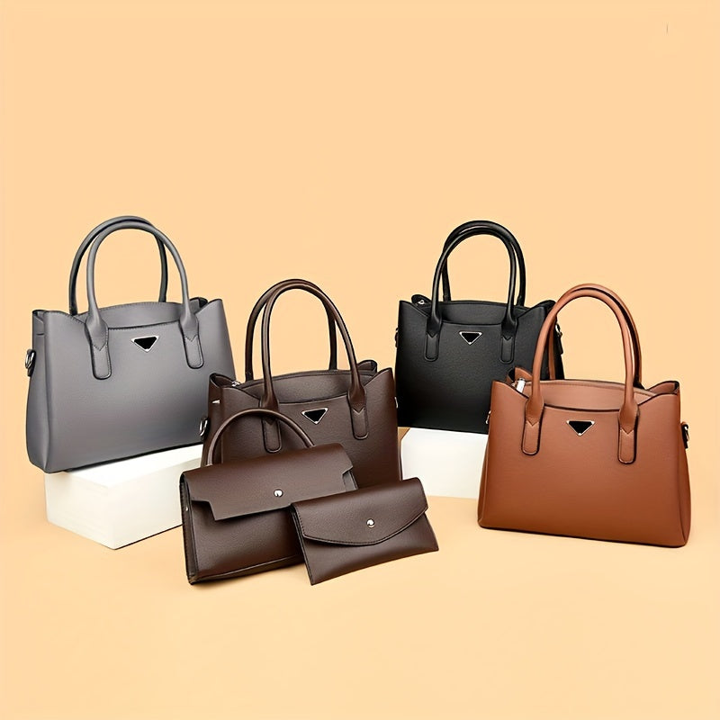 3pcs Women's Faux Leather Handbag Set