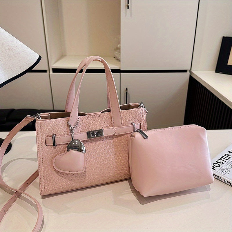 1pc Women’s Shoulder Bag with Woven Ripples
