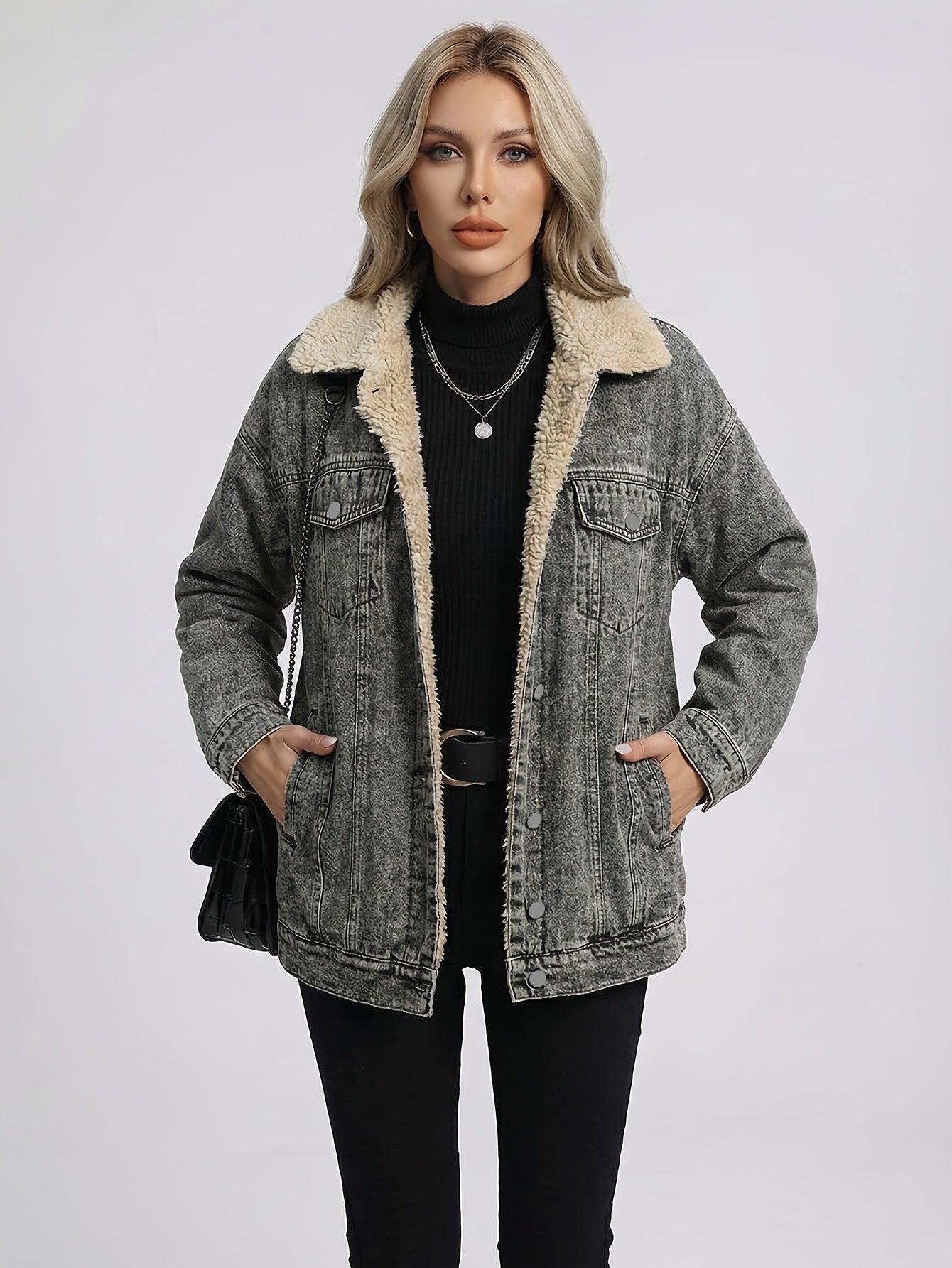 Ladies New -lined Denim Top Trendy Fashion Wash Denim All-Matching Comfortable Denim Coat