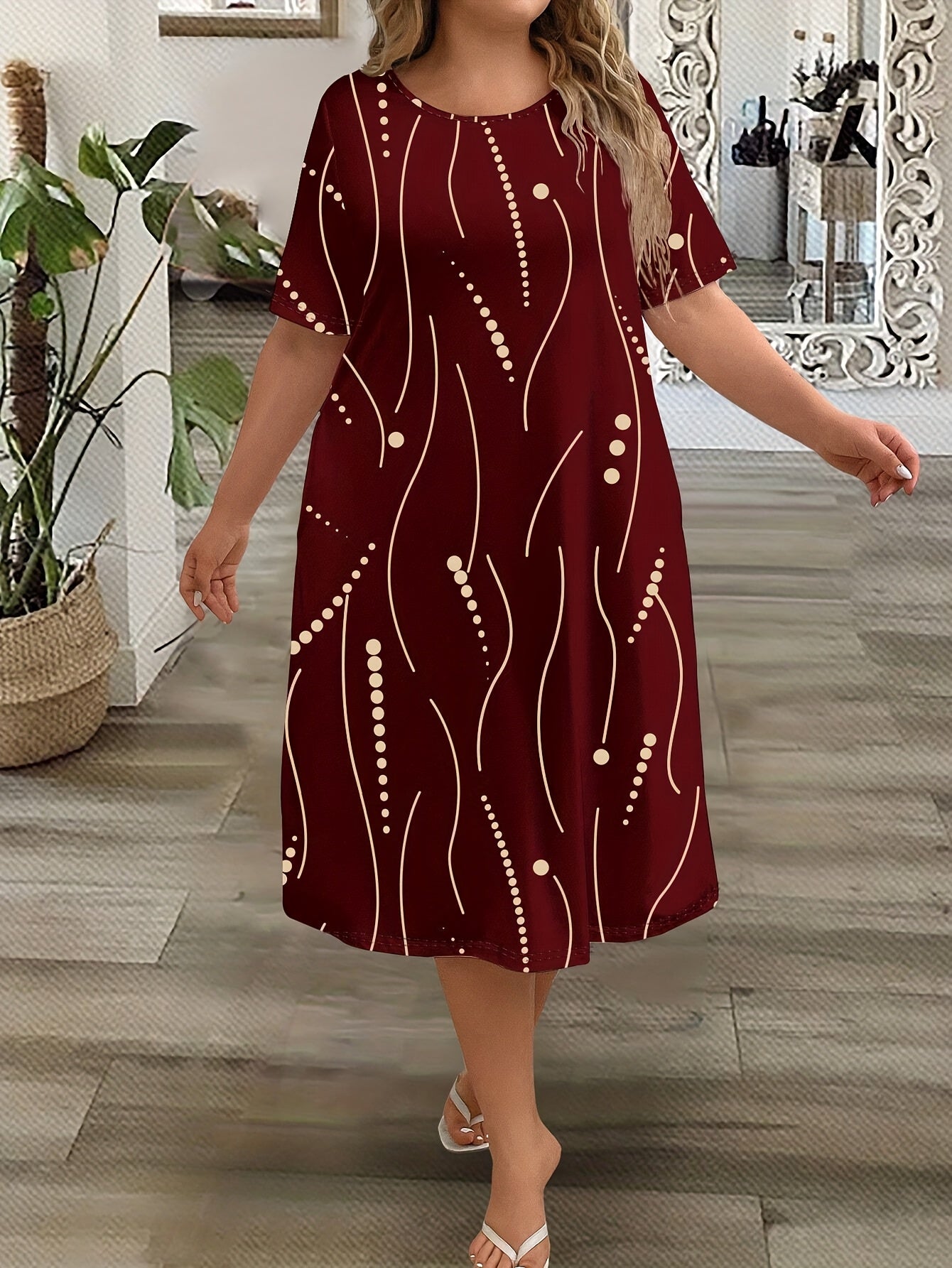 Women's Plus Size Casual Midi Dress