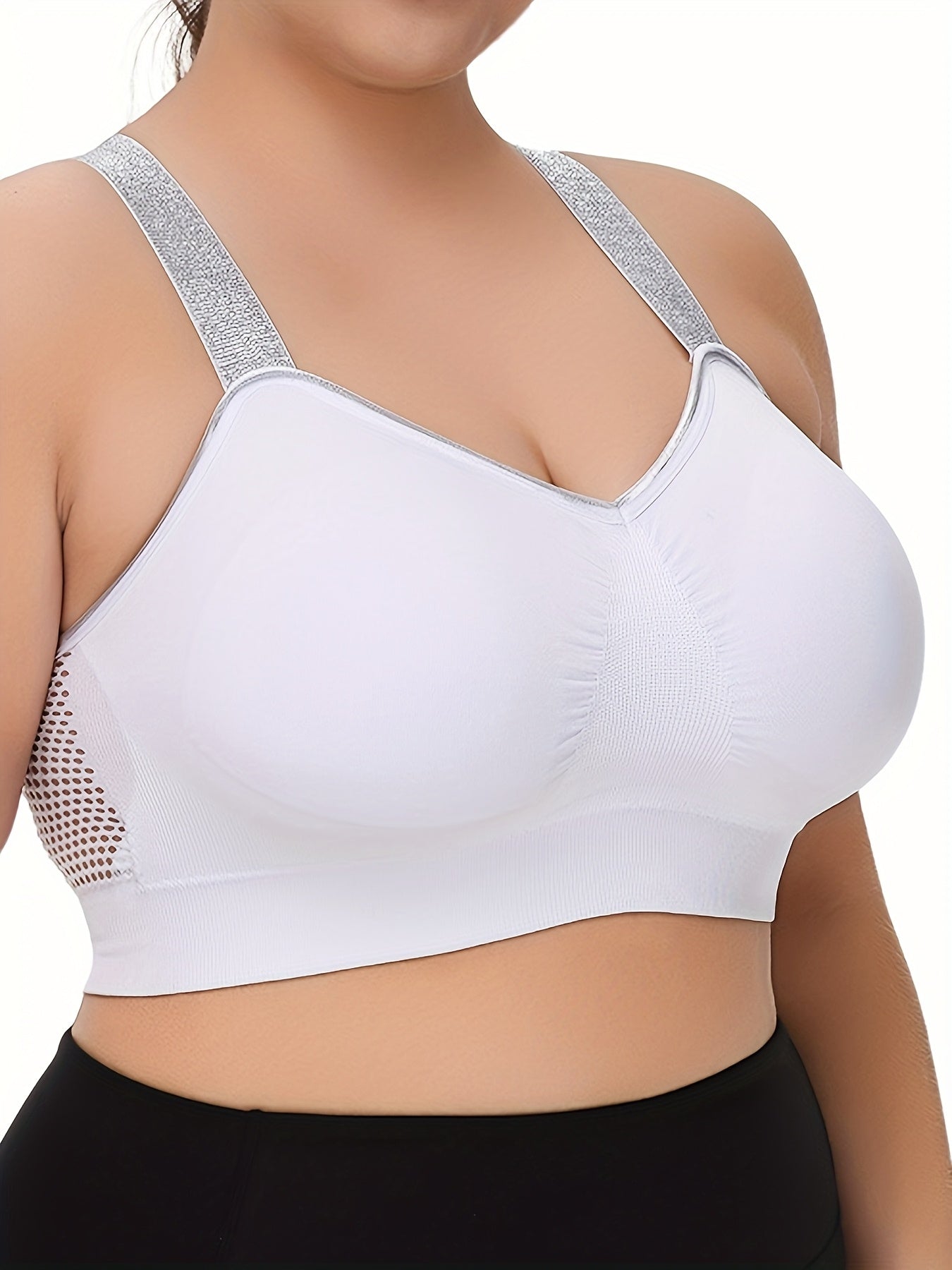 Thin Silvery Contrast High-End Bra Plus Size Breathable Women's Underwear