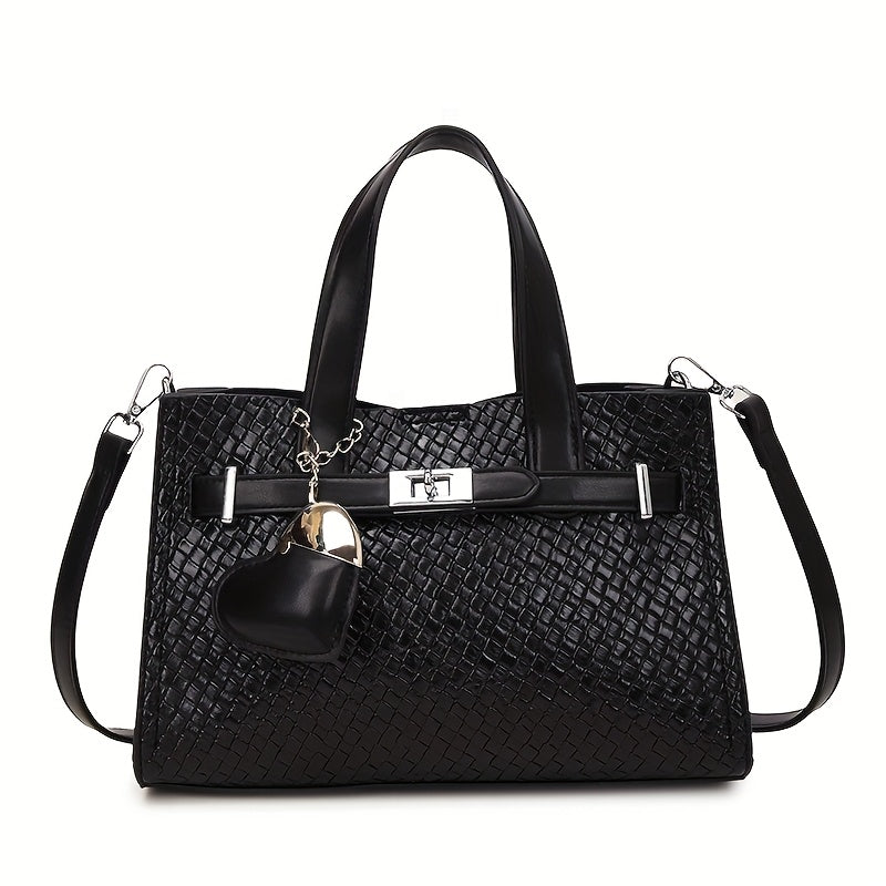 1pc Women’s Shoulder Bag with Woven Ripples