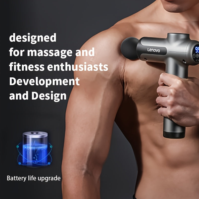 Lenovo Massage Gun - Quiet Percussion, 8 Heads, USB Rechargeable