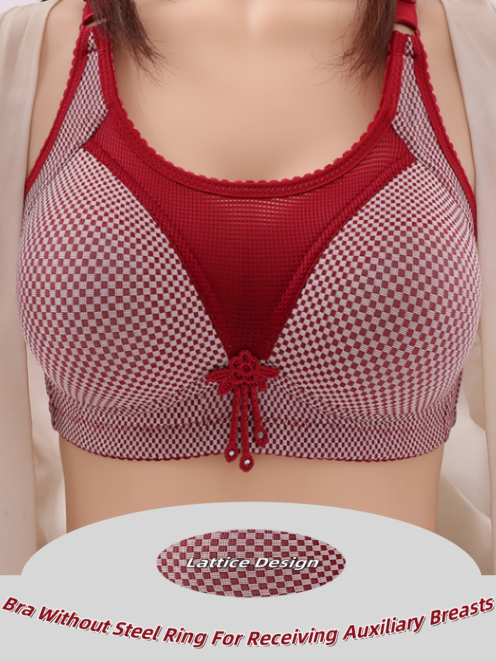 Two-Piece Set Of Fashionable Checkered Design Bras