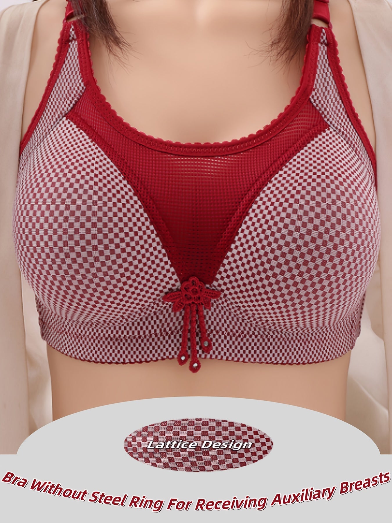 Two-Piece Set Of Fashionable Checkered Design Bras
