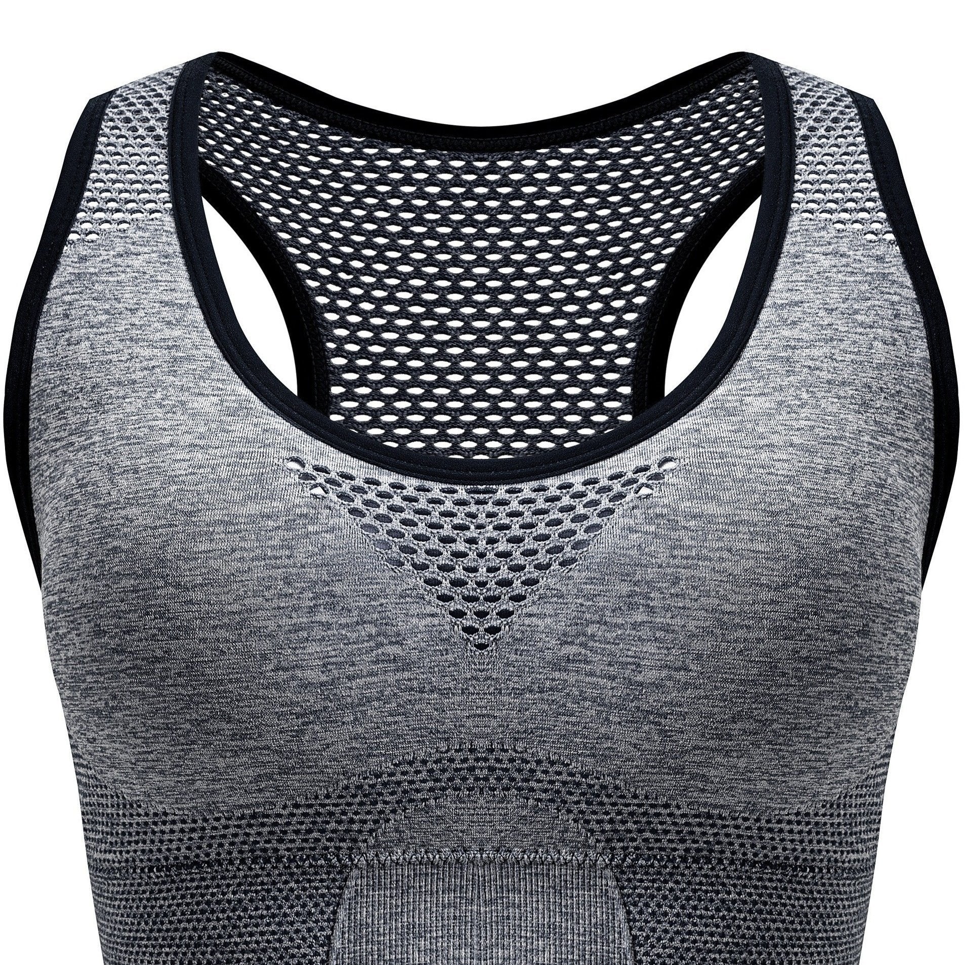 Plus Size Seamless Sports Bra - Breathable Hollow Mesh Thin Yoga Bra Without Steel Ring