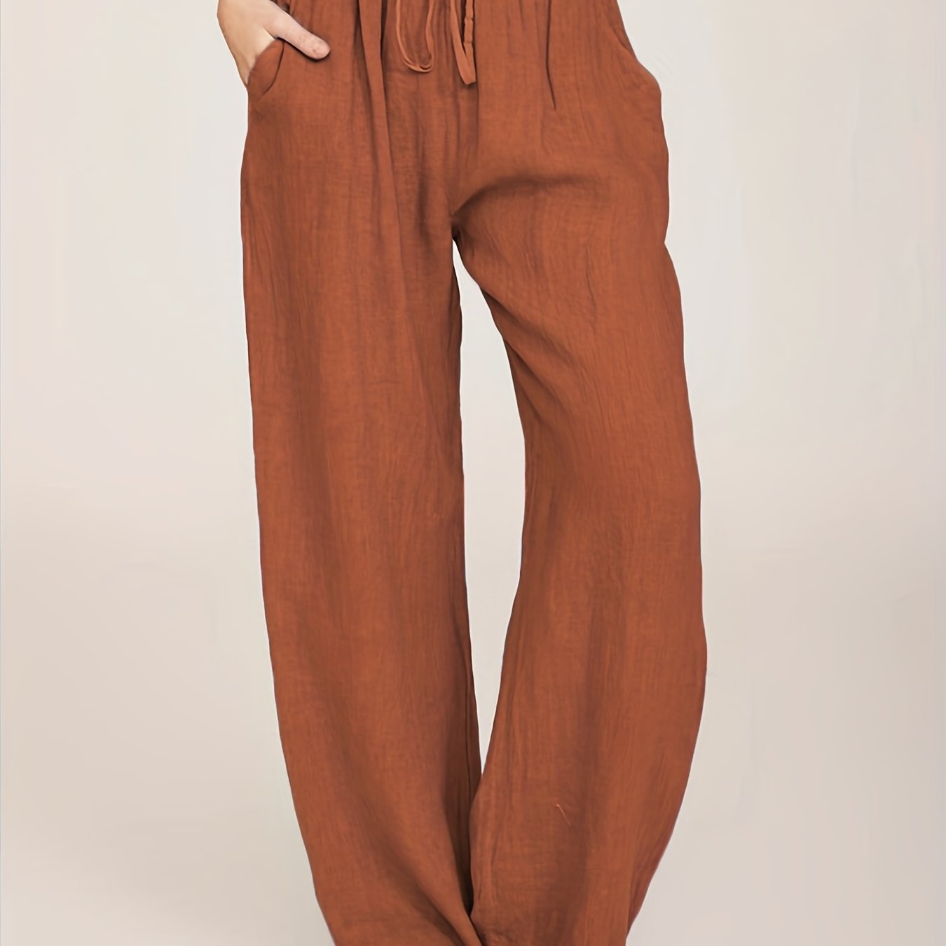 Drawstring Wide Leg Solid Loose Palazzo Pants