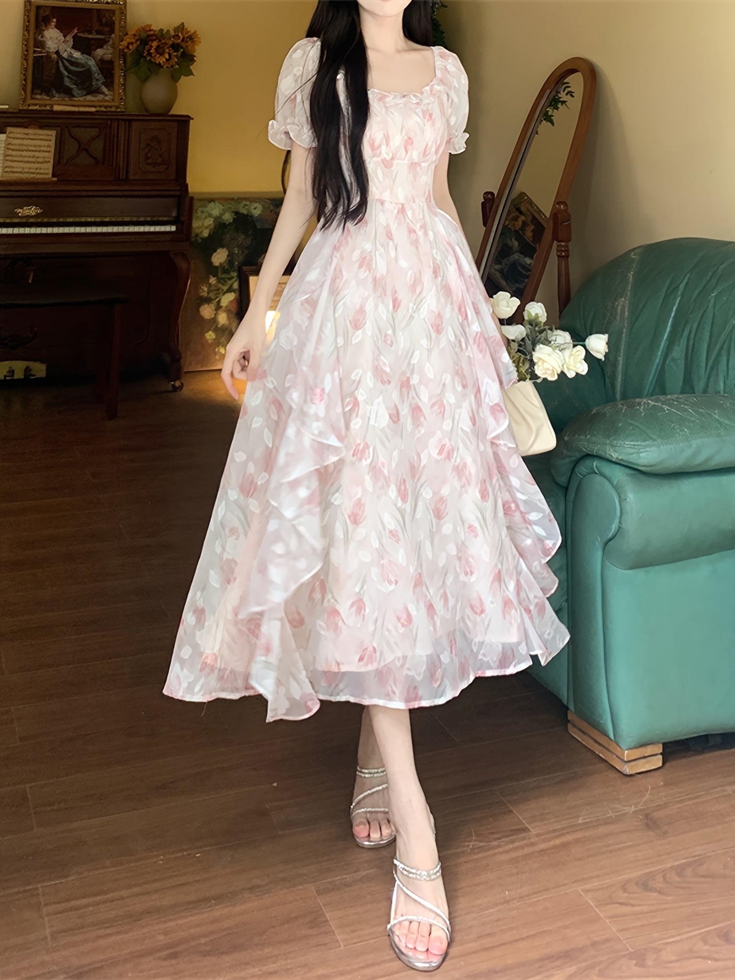 Chiffon Midi Dress for Women