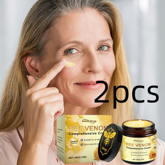 2pcs Bee Venom Facial and Neck Tightens Cream, Tightens, Smoothes,Softens Light Beige, the appearance of fine lines, wrinkles, crow's feet,
