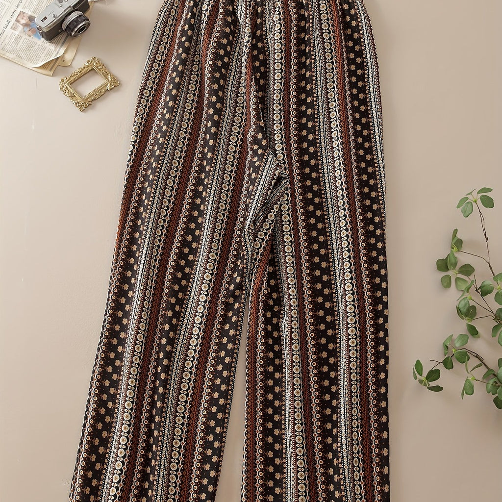 Plus Size Floral Print Straight Leg Pants for Women