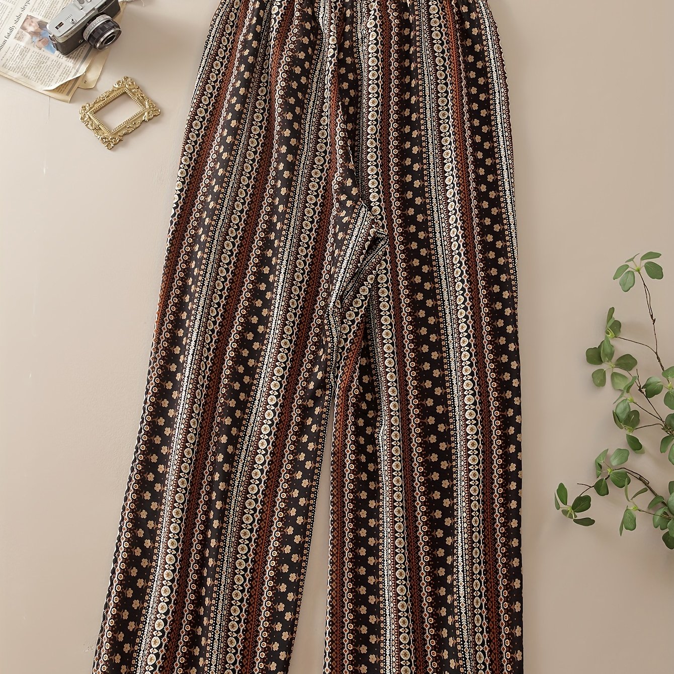 Plus Size Floral Print Straight Leg Pants for Women