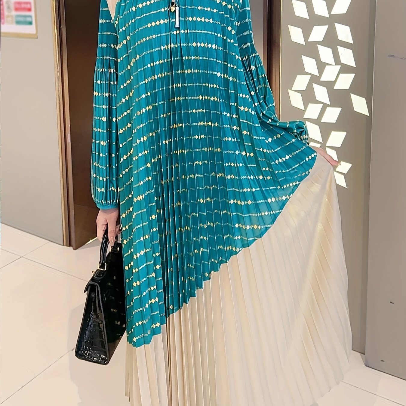 French-Style Pleated Dress, Loose Fit for Women