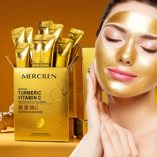 Turmeric Vitamin C retinol Moisturizing and firming Mask 6g*10 pack, containing collagen, vitamin E, niacinamide and plant squalane, deep