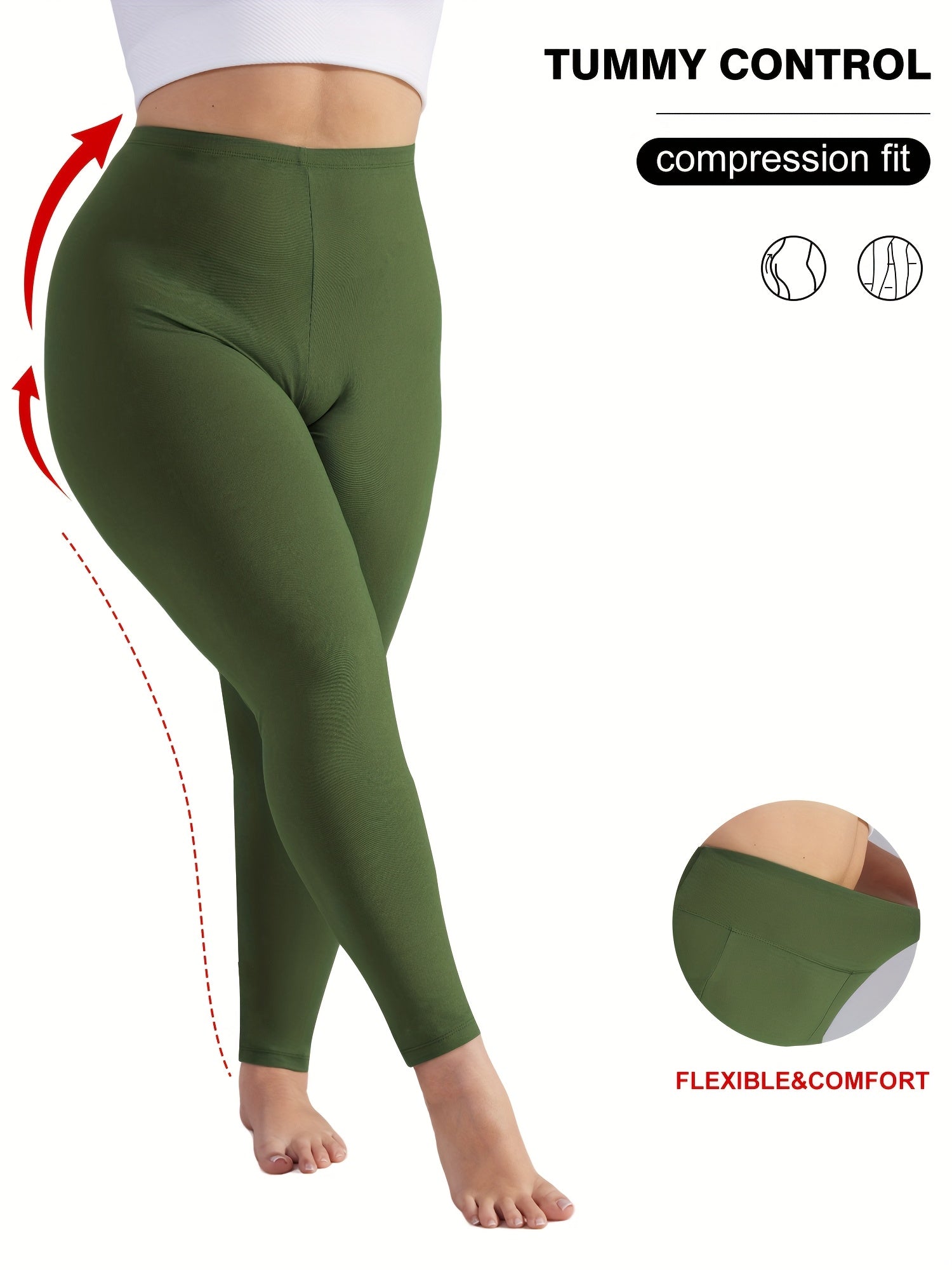 Stretchy High-Waist Plus Size Women's Cropped Leggings